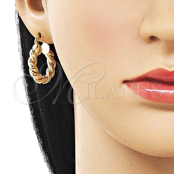 Argolla Pequeña 02.170.0580.25 Oro Laminado, Diseño de Torcido y Hueco, Pulido, Tono Dorado