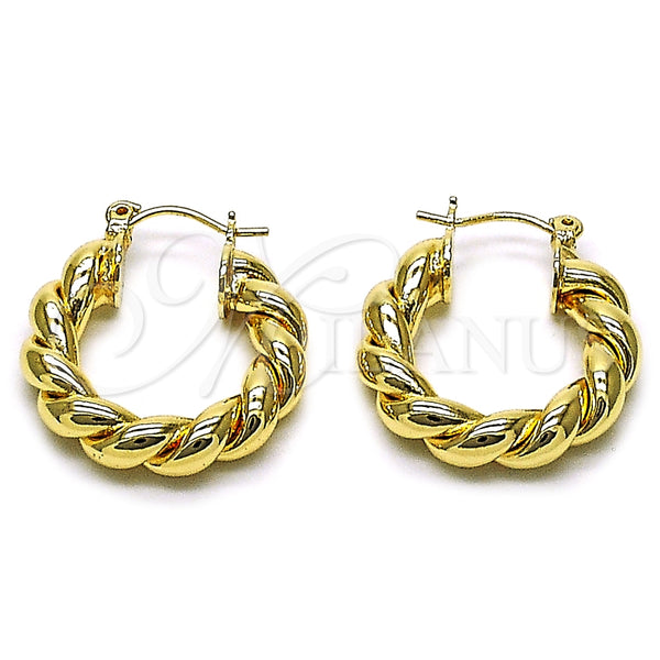 Argolla Pequeña 02.170.0580.25 Oro Laminado, Diseño de Torcido y Hueco, Pulido, Tono Dorado