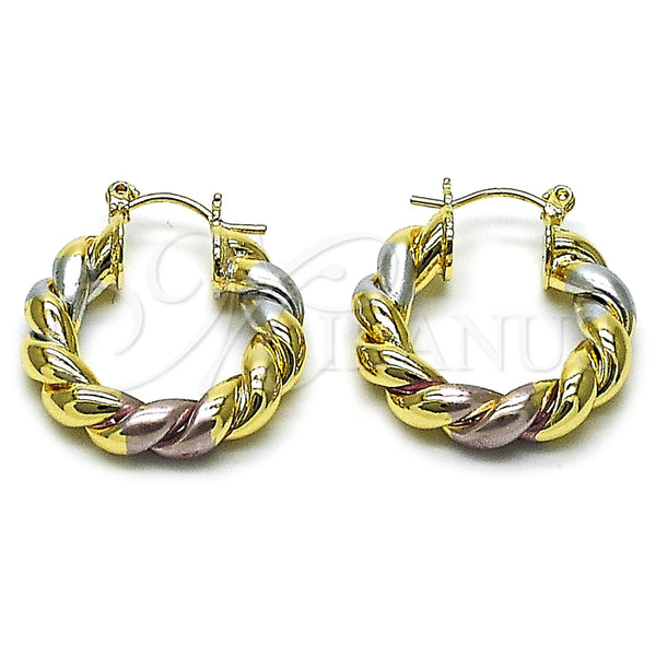 Argolla Pequeña 02.170.0580.1.25 Oro Laminado, Diseño de Torcido y Hueco, Pulido, Tres Tonos