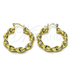 Argolla Mediana 02.170.0581.30 Oro Laminado, Diseño de Torcido y Hueco, Pulido, Tono Dorado