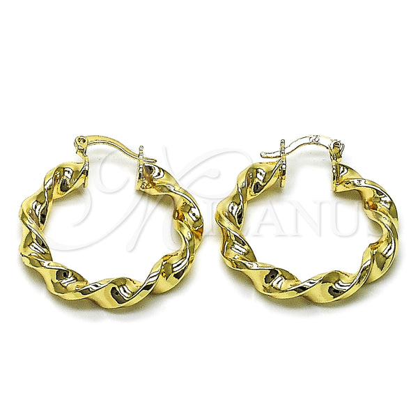 Argolla Mediana 02.170.0581.30 Oro Laminado, Diseño de Torcido y Hueco, Pulido, Tono Dorado