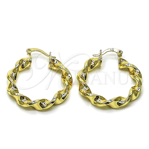 Argolla Mediana 02.170.0581.30 Oro Laminado, Diseño de Torcido y Hueco, Pulido, Tono Dorado