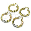 Argolla Mediana 02.170.0581.1.30 Oro Laminado, Diseño de Torcido y Hueco, Pulido, Tres Tonos