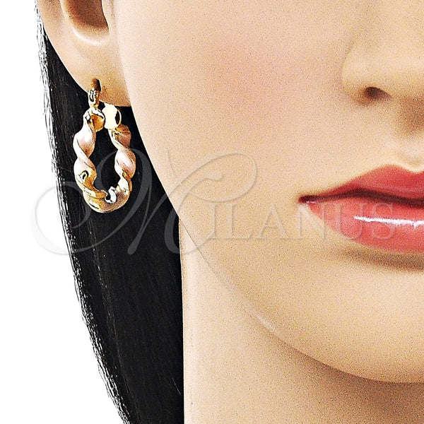 Argolla Mediana 02.170.0581.1.25 Oro Laminado, Diseño de Torcido y Hueco, Pulido, Tres Tonos
