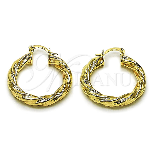 Argolla Mediana 02.170.0249.1.30 Oro Laminado, Diseño de Torcido y Hueco, Pulido, Tono Dorado