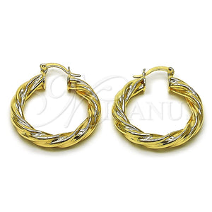 Argolla Mediana 02.170.0249.1.30 Oro Laminado, Diseño de Torcido y Hueco, Pulido, Tono Dorado