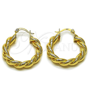 Argolla Mediana 02.170.0583.30 Oro Laminado, Diseño de Torcido y Hueco, Mate, Tono Dorado