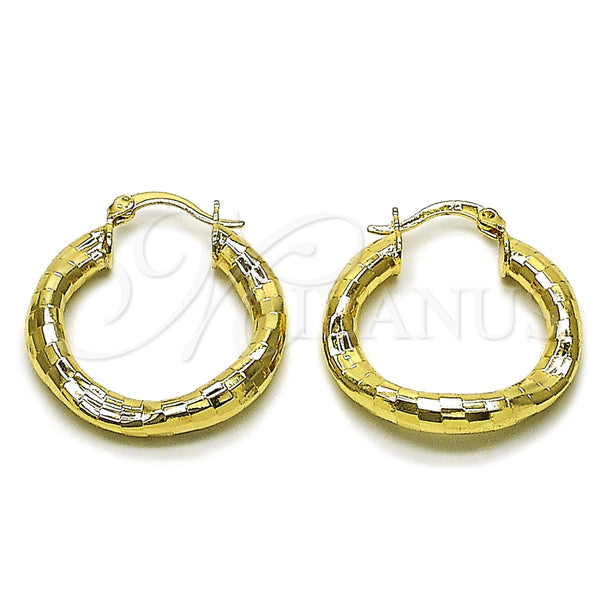 Argolla Mediana 02.170.0168.1.30 Oro Laminado, Diseño de Hueco, Diamantado, Tono Dorado
