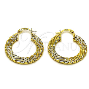 Argolla Mediana 02.170.0479.1.30 Oro Laminado, Diseño de Torcido, Diamantado, Tono Dorado