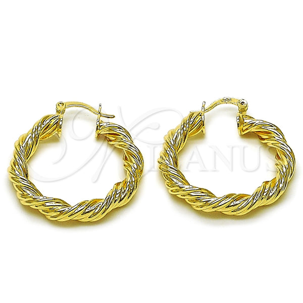 Argolla Mediana 02.170.0585.30 Oro Laminado, Diseño de Torcido y Hueco, Pulido, Tono Dorado