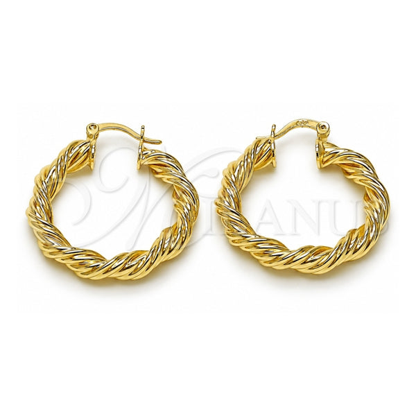 Argolla Mediana 02.170.0585.30 Oro Laminado, Diseño de Torcido y Hueco, Pulido, Tono Dorado