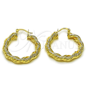 Argolla Mediana 02.170.0585.30 Oro Laminado, Diseño de Torcido y Hueco, Pulido, Tono Dorado