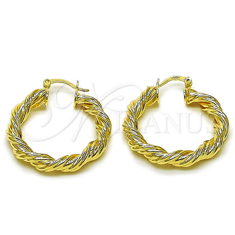 Argolla Mediana 02.170.0585.30 Oro Laminado, Diseño de Torcido y Hueco, Pulido, Tono Dorado