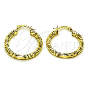 Argolla Mediana 02.170.0354.30 Oro Laminado, Diseño de Hueco y Torcido, Pulido, Tono Dorado