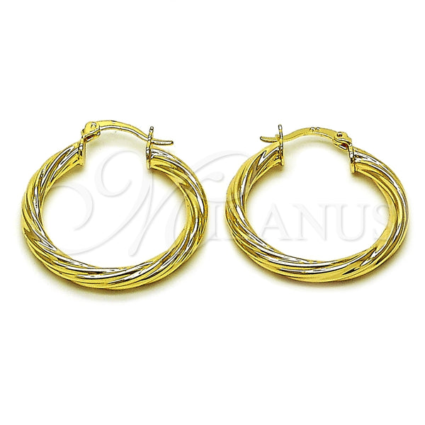 Argolla Mediana 02.170.0354.30 Oro Laminado, Diseño de Hueco y Torcido, Pulido, Tono Dorado
