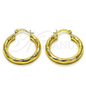 Argolla Mediana 02.170.0306.30 Oro Laminado, Diseño de Hueco, Diamantado, Tono Dorado