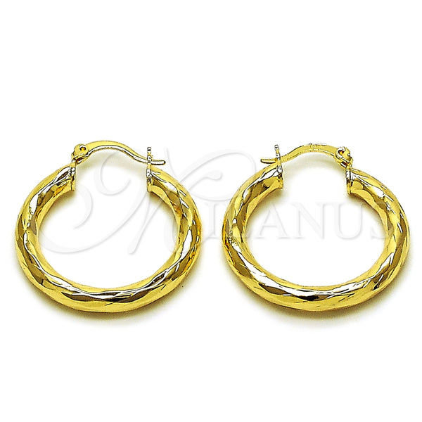 Argolla Mediana 02.170.0306.30 Oro Laminado, Diseño de Hueco, Diamantado, Tono Dorado