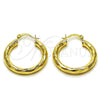 Argolla Mediana 02.170.0306.30 Oro Laminado, Diseño de Hueco, Diamantado, Tono Dorado