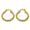 Argolla Pequeña 02.213.0242.25 Oro Laminado, Diseño de Hueco, Diamantado, Tres Tonos