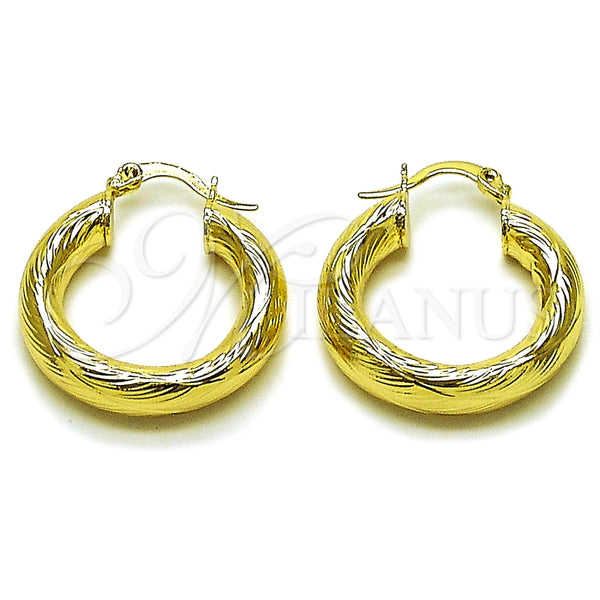 Argolla Pequeña 02.213.0262.25 Oro Laminado, Diseño de Hueco, Diamantado, Tono Dorado