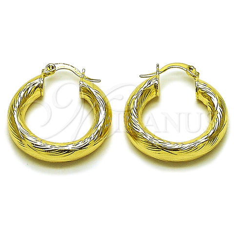 Argolla Pequeña 02.213.0262.25 Oro Laminado, Diseño de Hueco, Diamantado, Tono Dorado