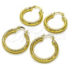 Argolla Mediana 02.213.0880.25 Oro Laminado, Diseño de Hueco, Diamantado, Tono Dorado