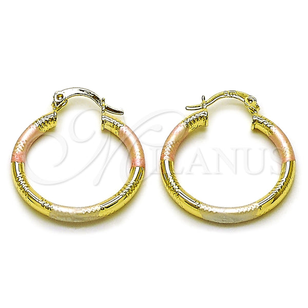 Argolla Pequeña 02.213.0153.1.25 Oro Laminado, Diseño de Hueco, Diamantado, Tres Tonos