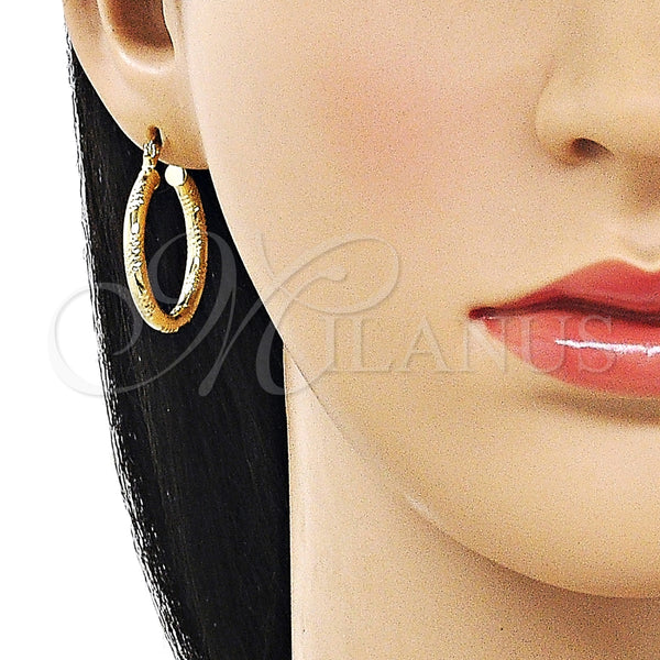 Argolla Pequeña 02.213.0153.25 Oro Laminado, Diseño de Hueco, Diamantado, Tono Dorado