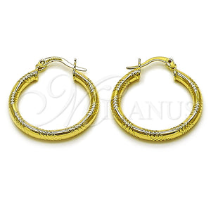 Argolla Pequeña 02.213.0153.25 Oro Laminado, Diseño de Hueco, Diamantado, Tono Dorado
