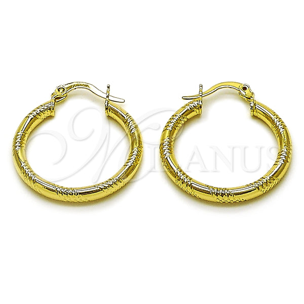 Argolla Pequeña 02.213.0153.25 Oro Laminado, Diseño de Hueco, Diamantado, Tono Dorado