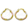 Argolla Mediana 02.213.0252.1.30 Oro Laminado, Diseño de Hueco, Diamantado, Tres Tonos