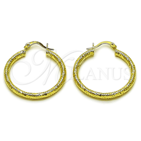 Argolla Mediana 02.213.0261.30 Oro Laminado, Diseño de Hueco, Diamantado, Tono Dorado