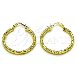 Argolla Mediana 02.213.0261.30 Oro Laminado, Diseño de Hueco, Diamantado, Tono Dorado