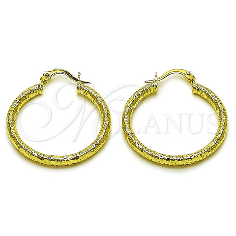 Argolla Mediana 02.213.0261.30 Oro Laminado, Diseño de Hueco, Diamantado, Tono Dorado