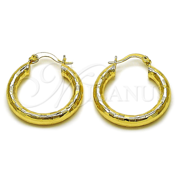 Argolla Pequeña 02.213.0757.25 Oro Laminado, Diseño de Hueco, Diamantado, Tono Dorado