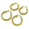 Argolla Pequeña 02.213.0757.25 Oro Laminado, Diseño de Hueco, Diamantado, Tono Dorado