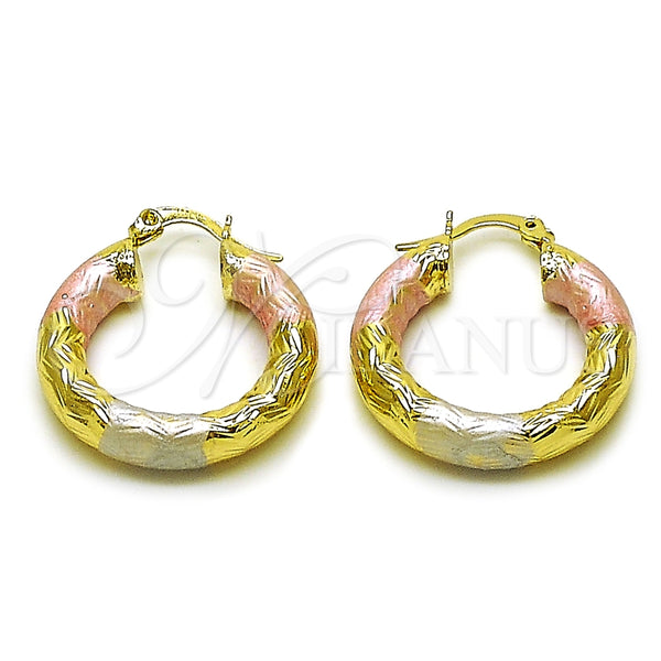 Argolla Mediana 02.213.0760.1.25 Oro Laminado, Diseño de Hueco, Diamantado, Tres Tonos