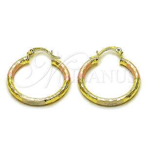 Argolla Pequeña 02.213.0156.1.25 Oro Laminado, Diseño de Hueco, Diamantado, Tres Tonos