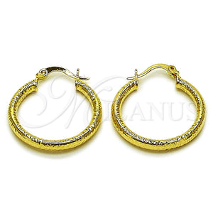 Argolla Pequeña 02.213.0881.25 Oro Laminado, Diseño de Hueco, Diamantado, Tono Dorado