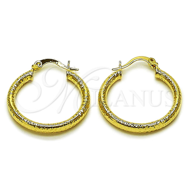 Argolla Pequeña 02.213.0881.25 Oro Laminado, Diseño de Hueco, Diamantado, Tono Dorado