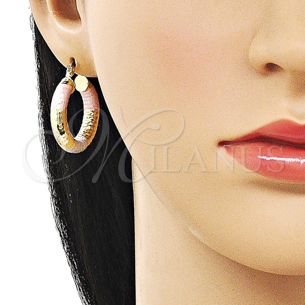 Argolla Pequeña 02.213.0882.25 Oro Laminado, Diseño de Hueco, Diamantado, Tres Tonos