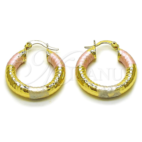 Argolla Pequeña 02.213.0882.25 Oro Laminado, Diseño de Hueco, Diamantado, Tres Tonos