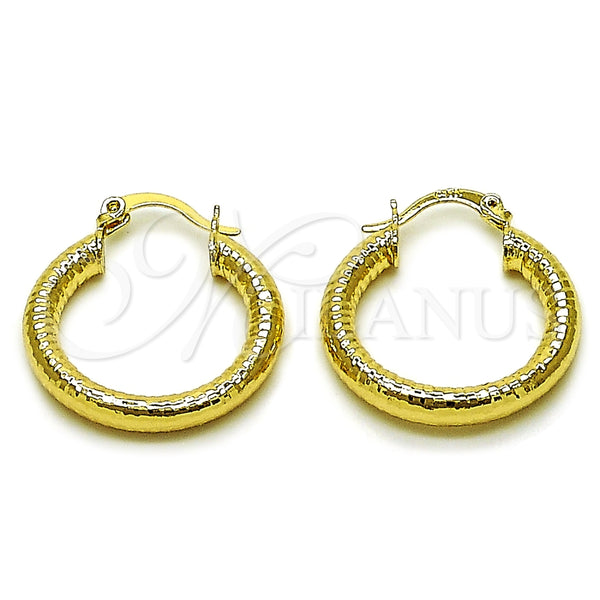 Argolla Pequeña 02.213.0883.25 Oro Laminado, Diseño de Hueco, Diamantado, Tono Dorado