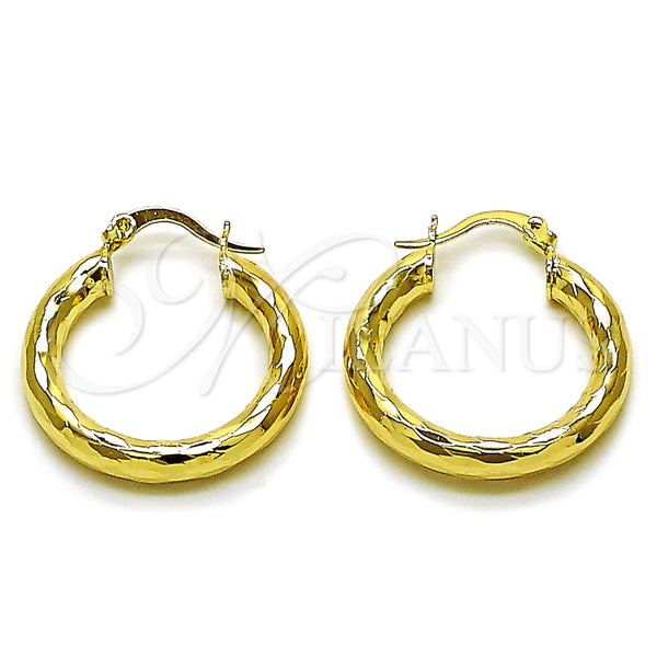 Argolla Pequeña 02.170.0306.25 Oro Laminado, Diseño de Hueco, Diamantado, Tono Dorado