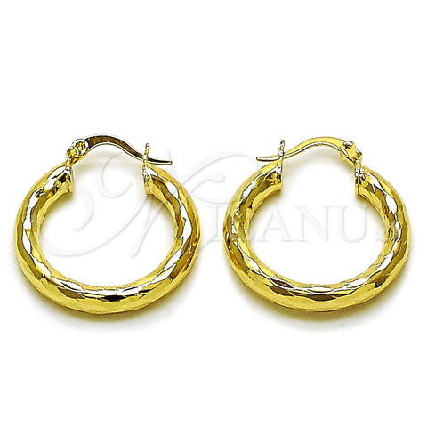 Argolla Pequeña 02.170.0306.25 Oro Laminado, Diseño de Hueco, Diamantado, Tono Dorado