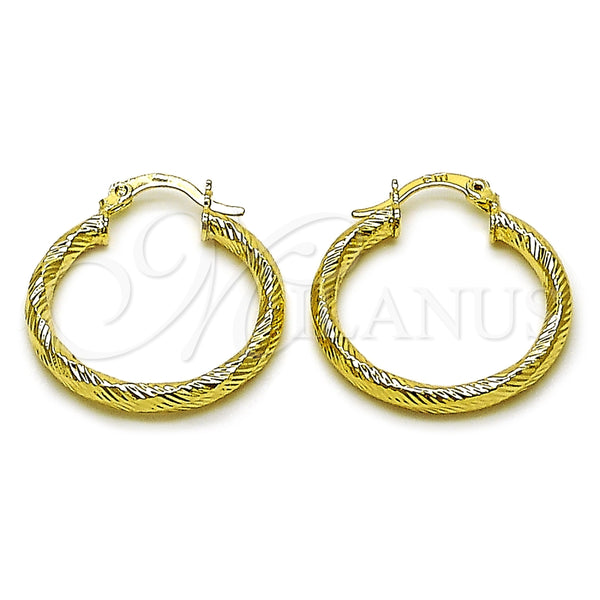 Argolla Mediana 02.213.0254.1.25 Oro Laminado, Diseño de Hueco, Diamantado, Tono Dorado