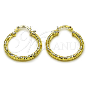 Argolla Mediana 02.213.0254.1.25 Oro Laminado, Diseño de Hueco, Diamantado, Tono Dorado