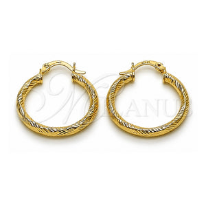Argolla Mediana 02.213.0254.1.25 Oro Laminado, Diseño de Hueco, Diamantado, Tono Dorado