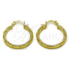 Argolla Mediana 02.213.0254.1.25 Oro Laminado, Diseño de Hueco, Diamantado, Tono Dorado