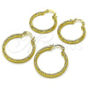 Argolla Mediana 02.213.0254.1.25 Oro Laminado, Diseño de Hueco, Diamantado, Tono Dorado